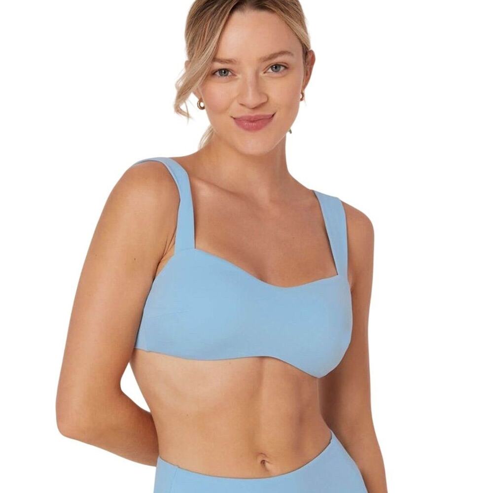 Andie Swim Women's Kalama Bikini Top Medium Bright Blue Padded EUC 2358